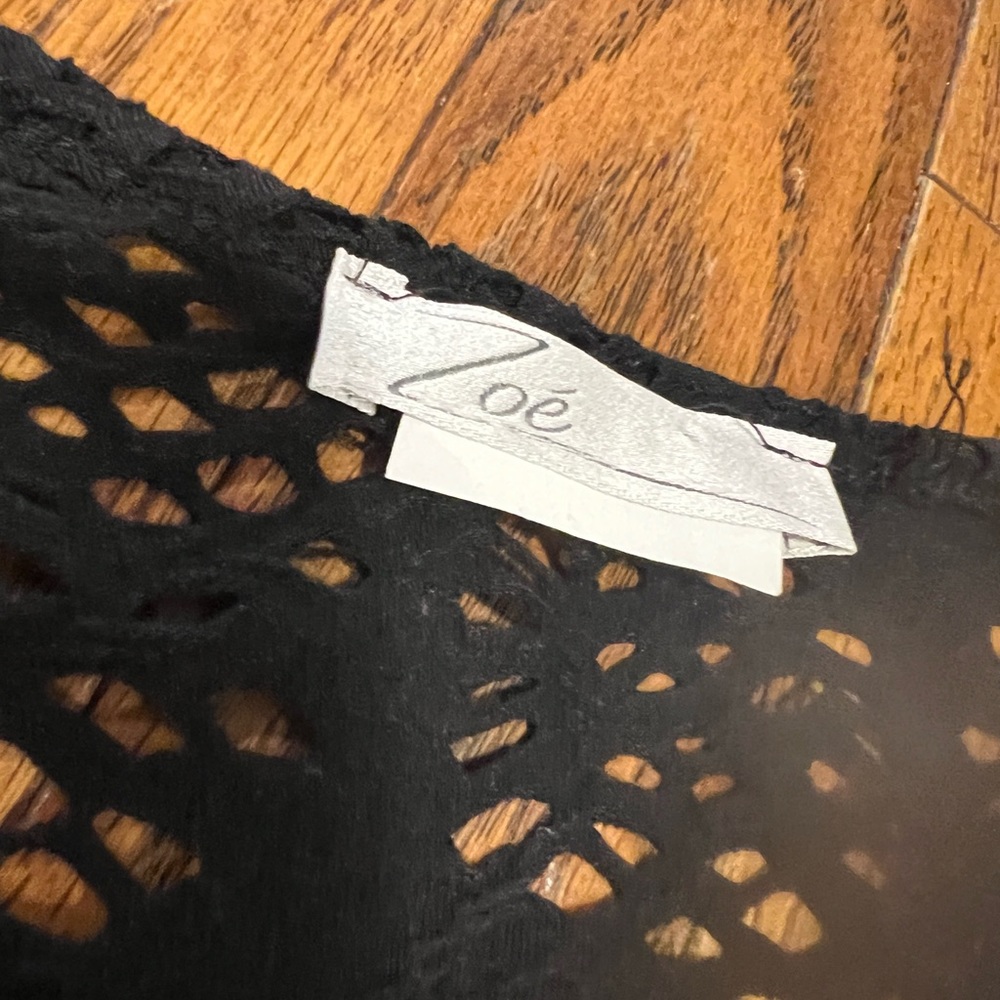 ZOE Black Raw Edge “Ripped” Distressed Rocker Tank - Picture 2 of 5